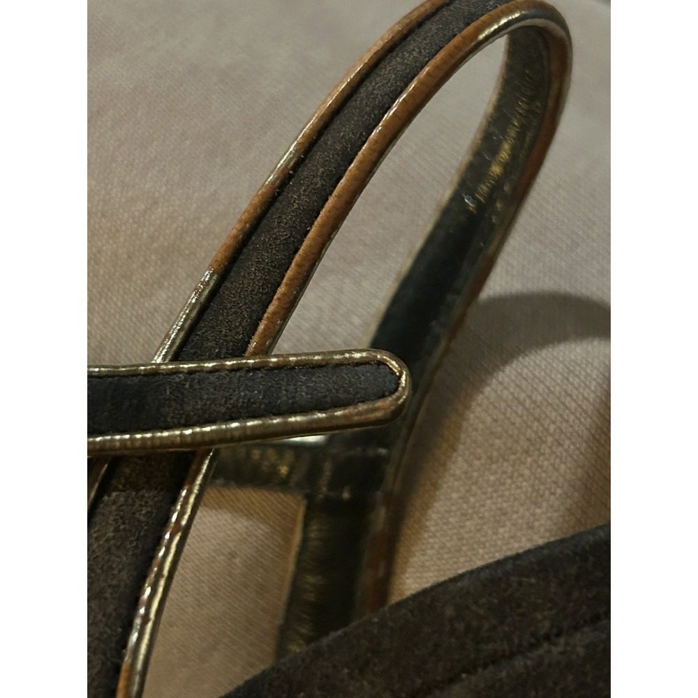 Prada Milano Donna Strappy Black/Gold Suede &Leather Platform Sandal Shoes 37 - Picture 14 of 14